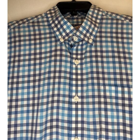 Johnnie O Hangin’ Out Men’s Caiden Blue Plaid Button Down Shirt Sz L Beach - Picture 2 of 12